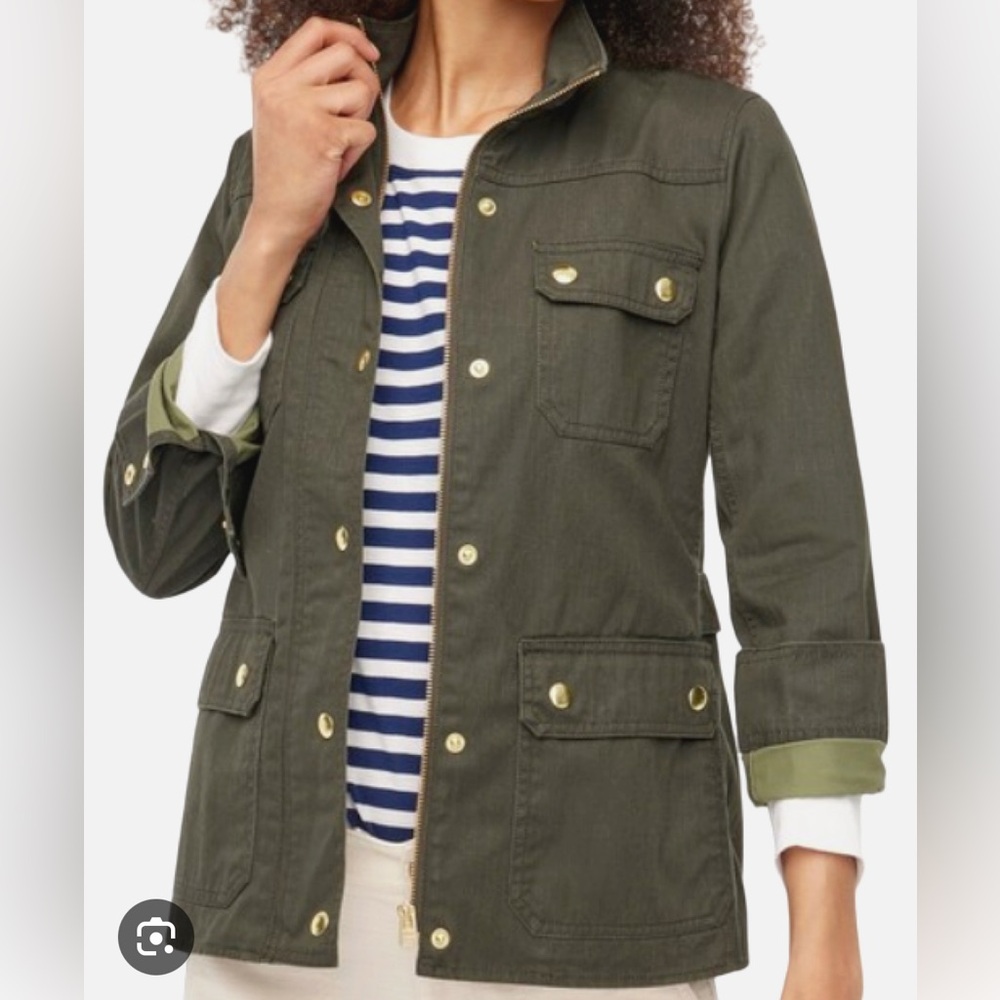 J. Crew Olive Green Utility Jacket with Gold Hardware